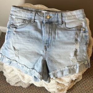 Celebrity Pink Light Blue Distressed Jean Shorts